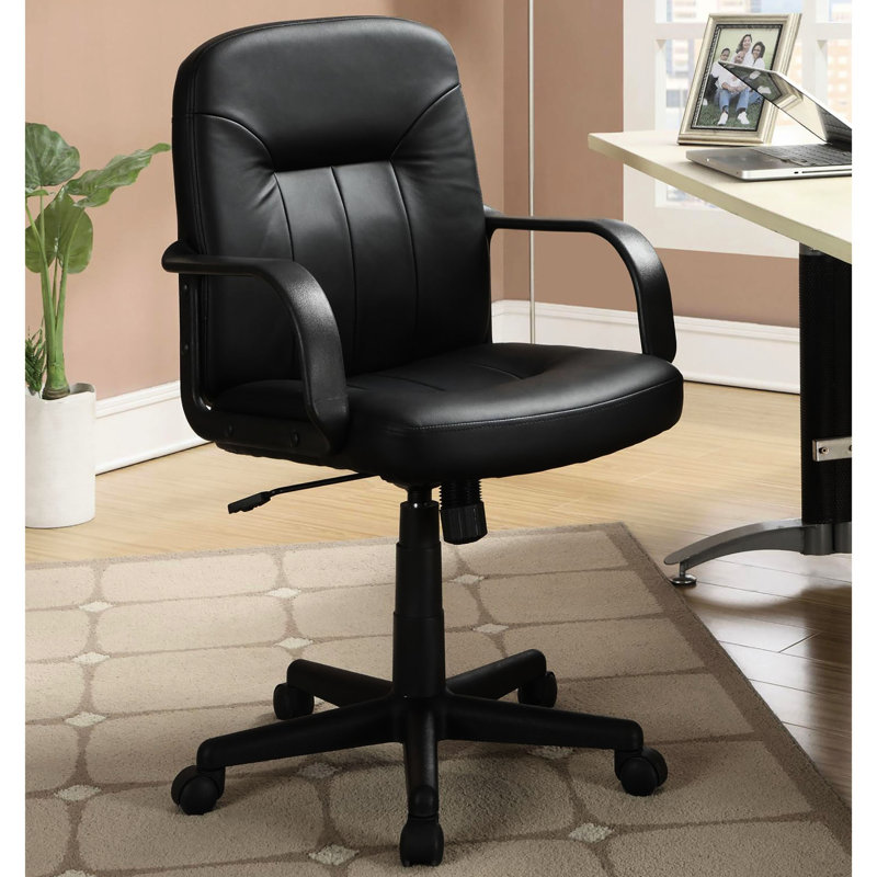 Chaise de bureau noire - confortable, profil bas, ergonomique, moderne, noire, réglable en hauteur