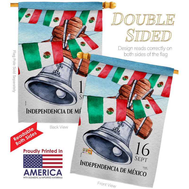 Drapeau de maison mexicain à 2 côtés en polyester 40 po x 28 po