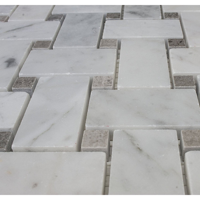 Carreau de mosaïque de mur et de plancher en marbre Carrara 1 po x 2 po Carrara