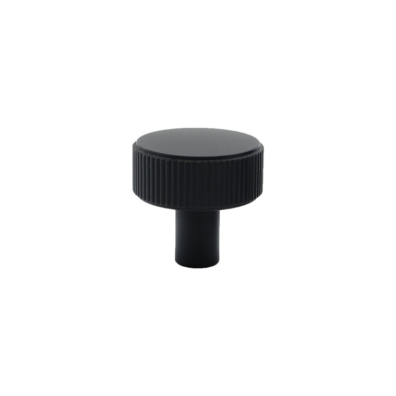 Ribbed Circle Knob, Matte Black