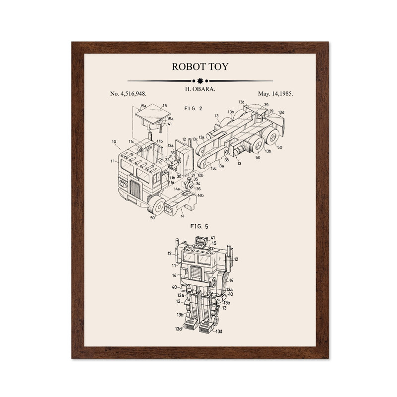 Plan de robot Optimus, H 08 po x l 10 po, Affiche, Encadrement brun