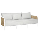 Havana 86" Wide Outdoor Wicker Patio Sofa with Cushions