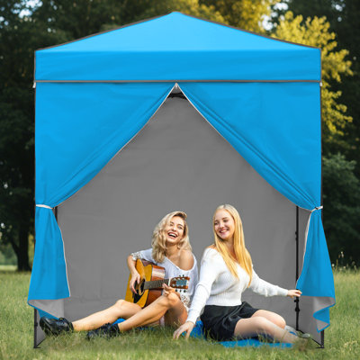 EAGLE PEAK 6 Ft. W x 4 Ft. D Steel Pop-Up Canopy, Outdoor Portable Instant Shelter Folding Canopy with 4 Sidewalls