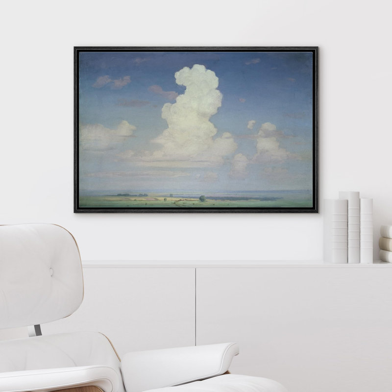 Nuage nuageux, illustrations, beaux-arts, paysage, Cadre flottant noir, H 24 po x l 36 po