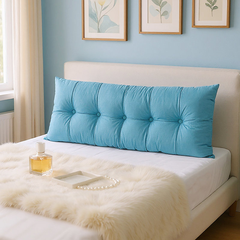 Upholstered Headboard Pillow, Blue, 150cm W x 60cm D