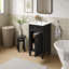 Ensemble de meuble-lavabo simple de 16 po avec lavabo en céramique, ensemble de meuble-lavabo autoportant avec porte à fermeture douce, tablette réglable, style français, pieds pleins, noir-1066872539