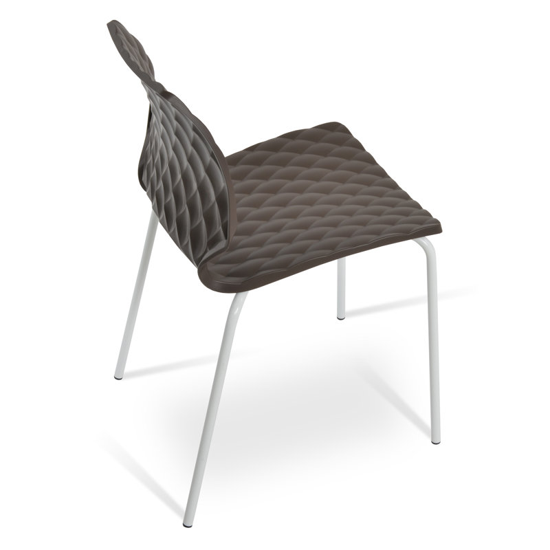 UNI Metal Solid Back Side Chair, Mocha, White