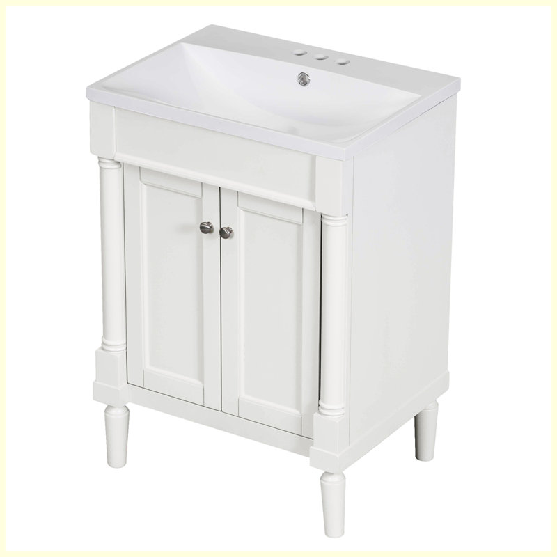 Meuble-lavabo moderne avec lavabo supérieur, Blanc
