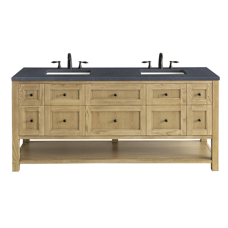 Breckenridge 72'' W Double Vanity, Charcoal Soapstone, Light Natural Oak, 8" Widespread