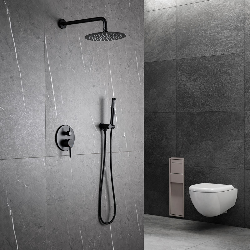 Rainfall Round Shower System Rain Shower Head with Handheld Spray