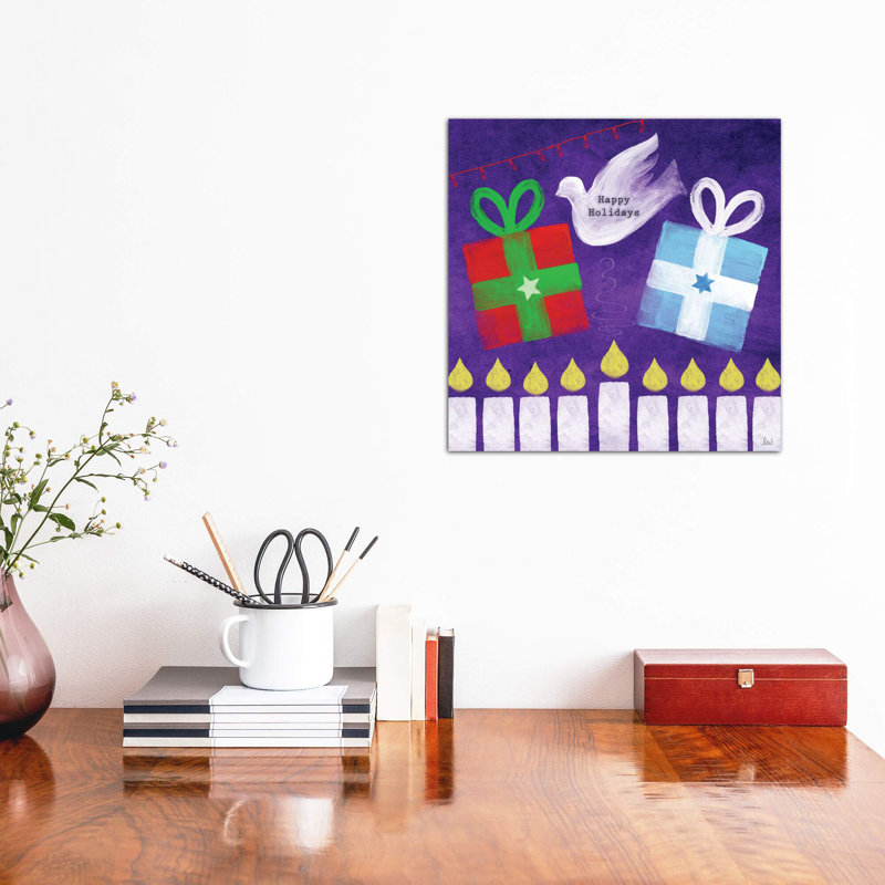 Happy Holidays by Linda Woods - Wrapped Canvas Painting, 45.72 cm H x 45.72 cm W x 3.175 cm D