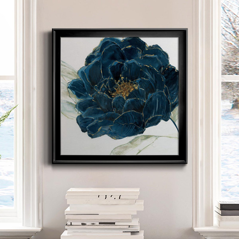 Velours fleuri - peinture sur toile encadrée, Cadre noir, H 30,5 po x l 30,5 po x P 1,5 po
