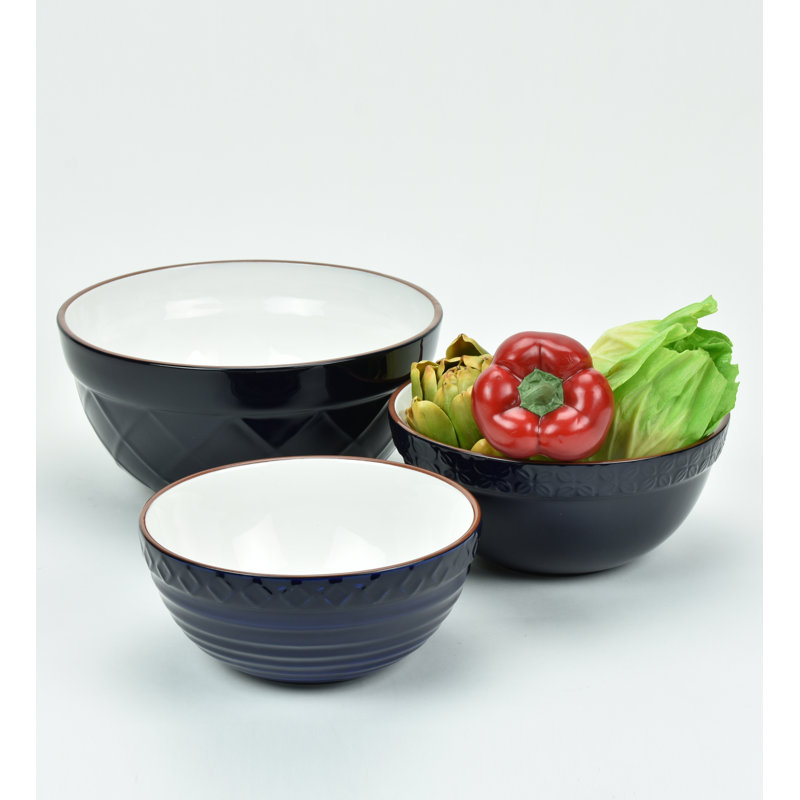 Omniware 3 Piece Mixing Bowl Set, Navy Blue