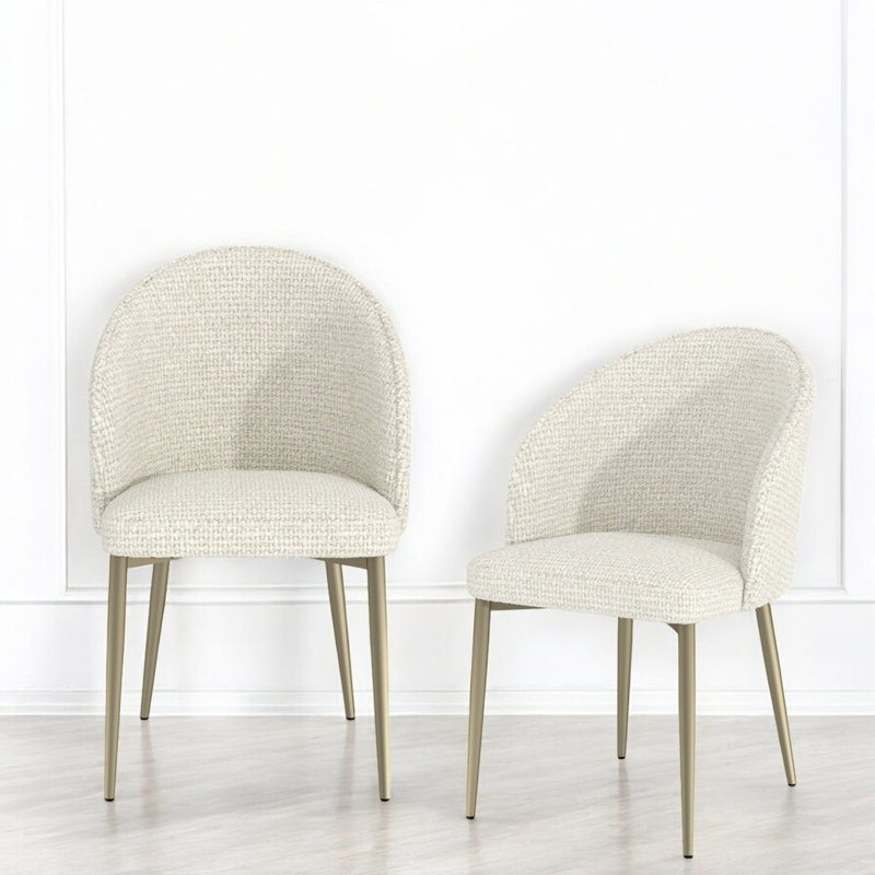 Chaise d'appoint en tissu Cora (ensemble de 2), Blanc