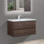 Meuble-lavabo mural moderne 36 po avec plateau en résine intégré, 2 tiroirs à fermeture en douceur, assemblage complet, bois de rose-88594118-119015998