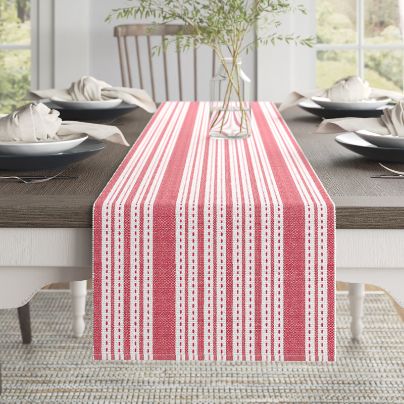 Sanibel Striped Cotton Blend Christmas Table Runner