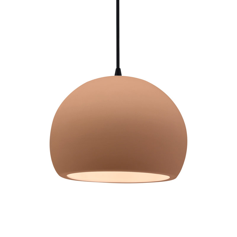 Luminaire suspendu à 1 lumière Aschwin, H 7,75 po x l 10 po x P 10 po, Adobe, Noir mat