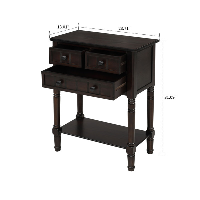 Audreana Vintage Stylish 23.71" Wide Rectangular Storage Console Table, For Indoor Use, Espresso