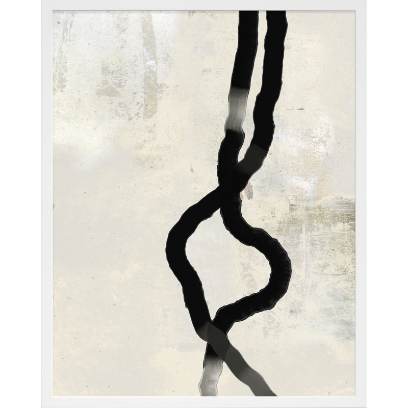 Black Rope 3 Painting by Jacques Pilon, White Wood, 25" H x 20" W x 1.25" D