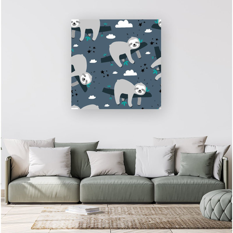 SLEEPING SLOTH PATTERN - Wrapped Canvas Print
