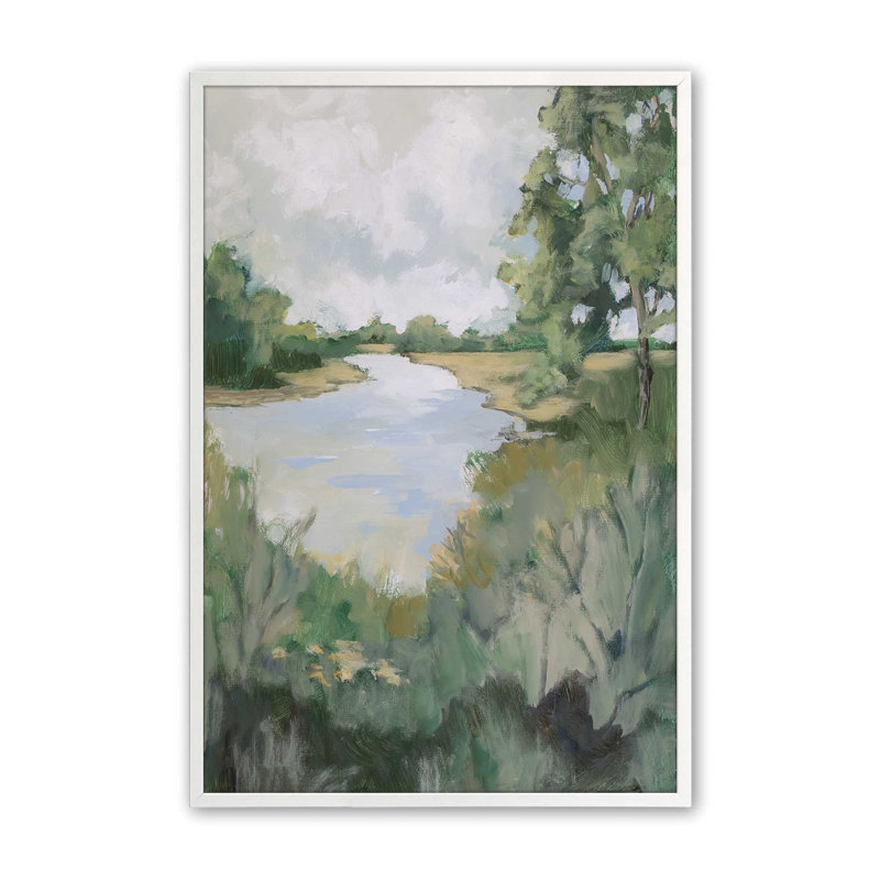 Peaceful Riverside View I Print, H 15 po x l 12 po, Cadre blanc