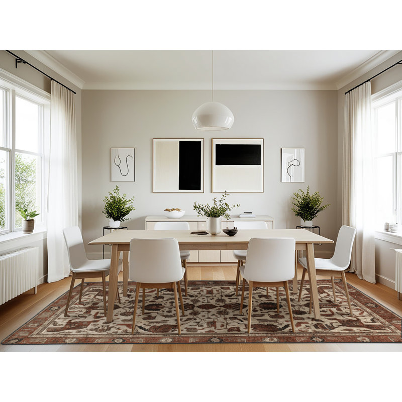 Machine Washable Persian Brown Area Rug, Rectangle 7' x 10'