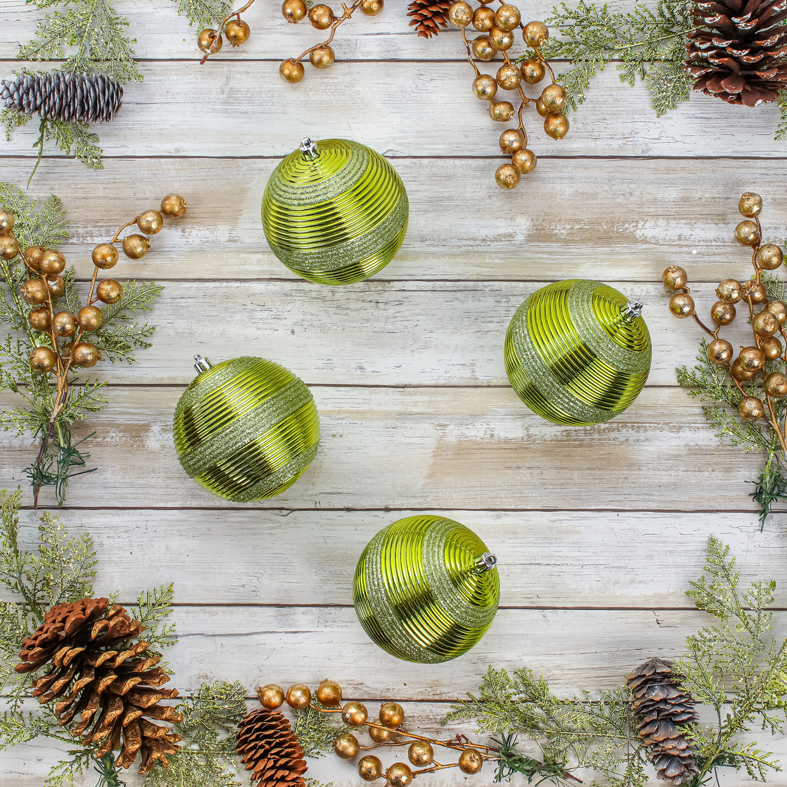 The Holiday Aisle® Shatterproof Swirling Ball Ornaments, Green
