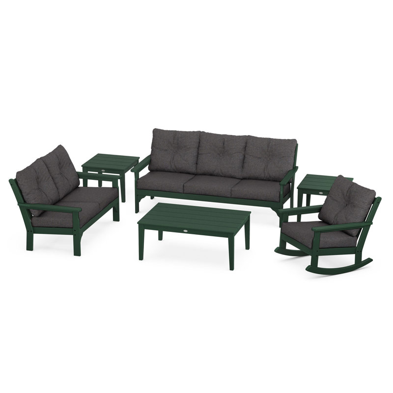 Vineyard 6-Piece Deep Seating Set, Ash Charcoal, Green