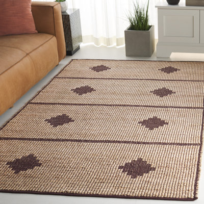 Tapis en jute tissé à plat en fibre naturelle Kobey