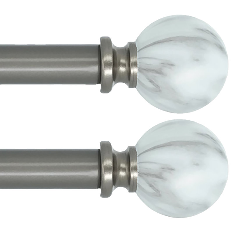 Karlea Adjustable Single Curtain Rod, 28" - 48", Black