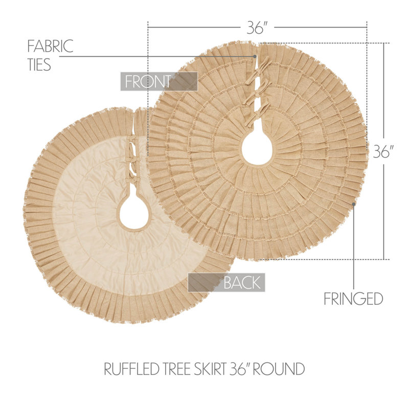 Yuletide Burlap Tan Ruffled Christmas Tree Skirt, 36 Inch