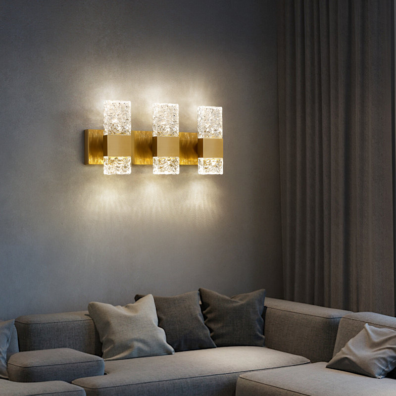 Luxcien Dimmable Crystal Bathroom Vanity Light, 3, Gold
