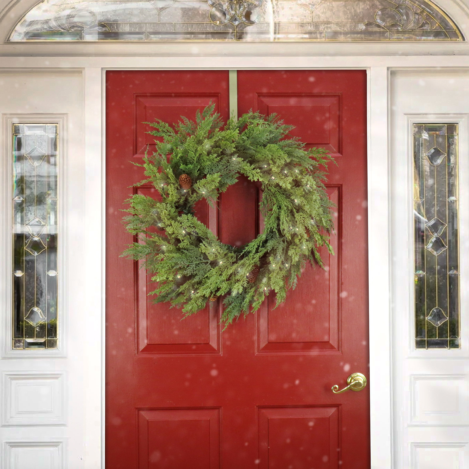 26" Pre-Lit Cozy Winter Cedar Wreath, 26"