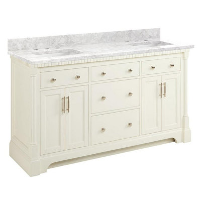 Claudia 60" Mahogany Double Basin Vanity Set with Cabinet, Vanity Top