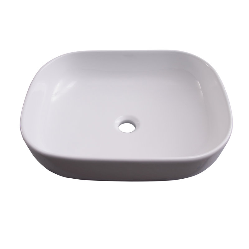 Lavabo de salle de bain vasque rectangulaire en porcelaine vitreuse Paulette