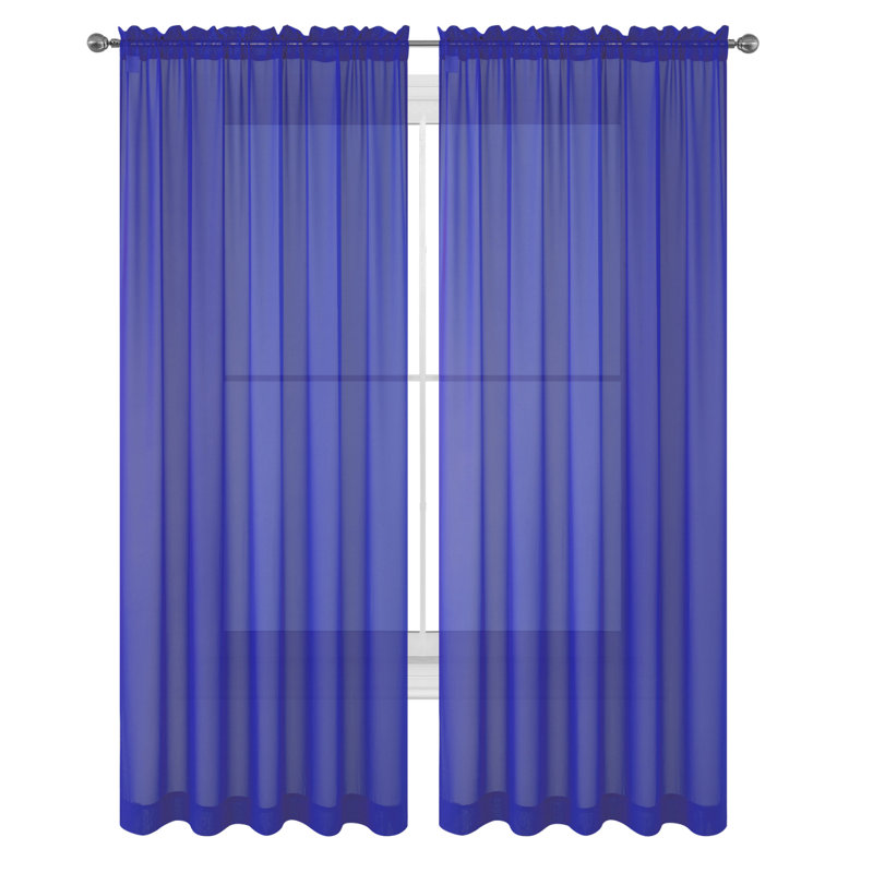 Godbey Sheer Curtain Pair, 57" W x 63" L, Royal Blue