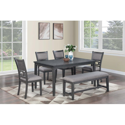 Mobilier de salle à manger 6 pièces ensemble table à manger 4 chaises d'appoint A