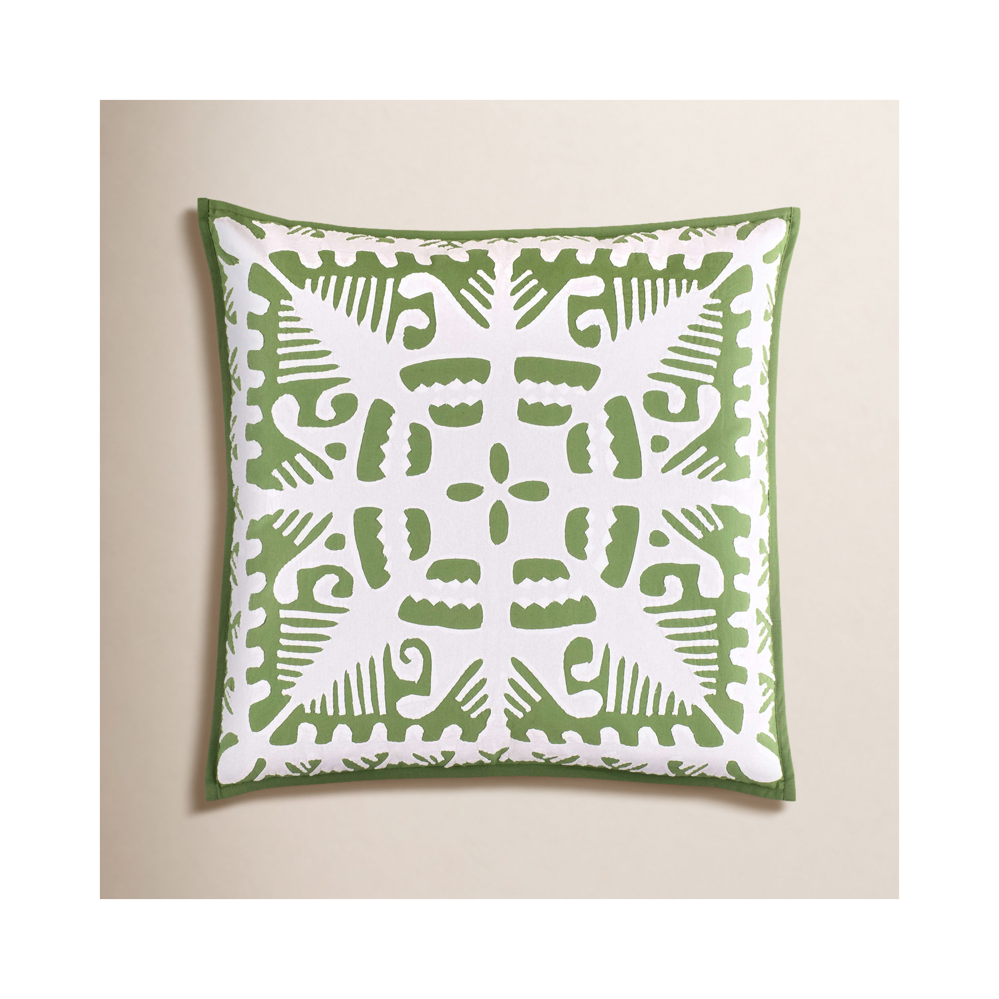 Knight Wood Kit Kemp x Annie Selke Knight Wood Cutwork Lapis Sham, Olive, King