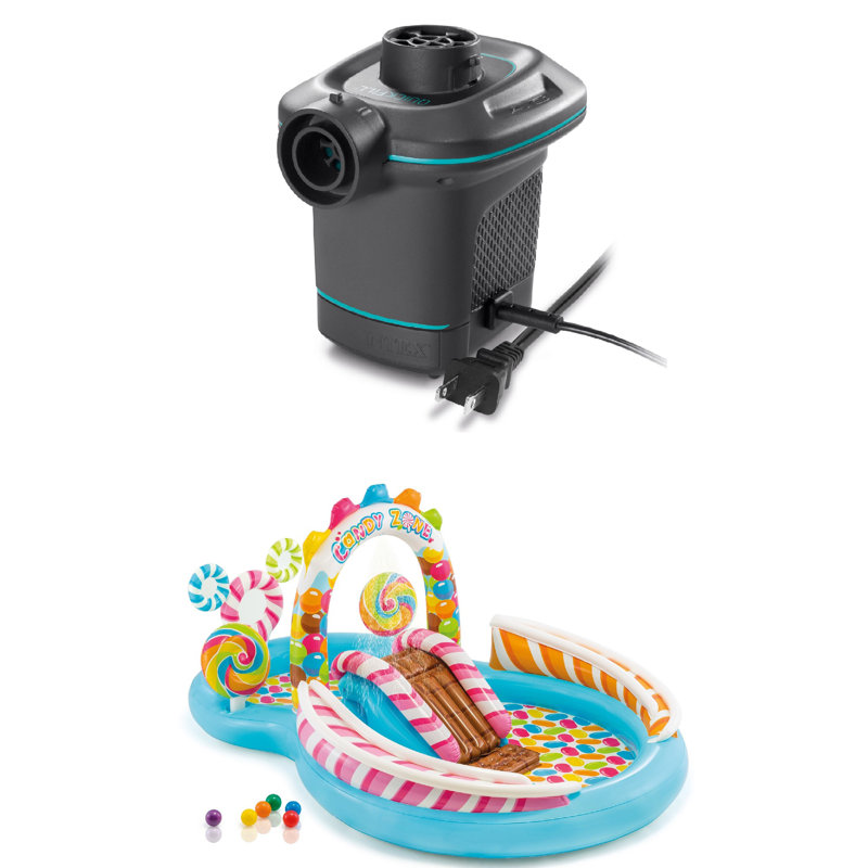 Intex 120V Quick Fill Electric Air Pump & 9Ft X 51In Kids Inflatable Candy Pool
