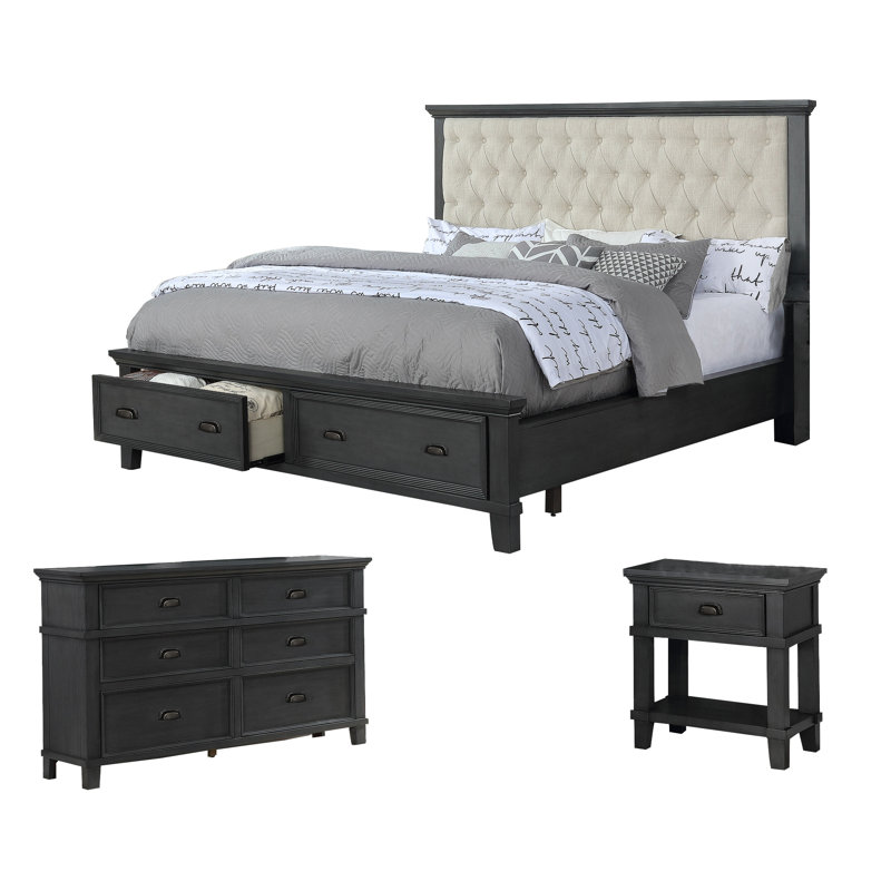 Ensemble de chambre avec lit tapissier Atharv
