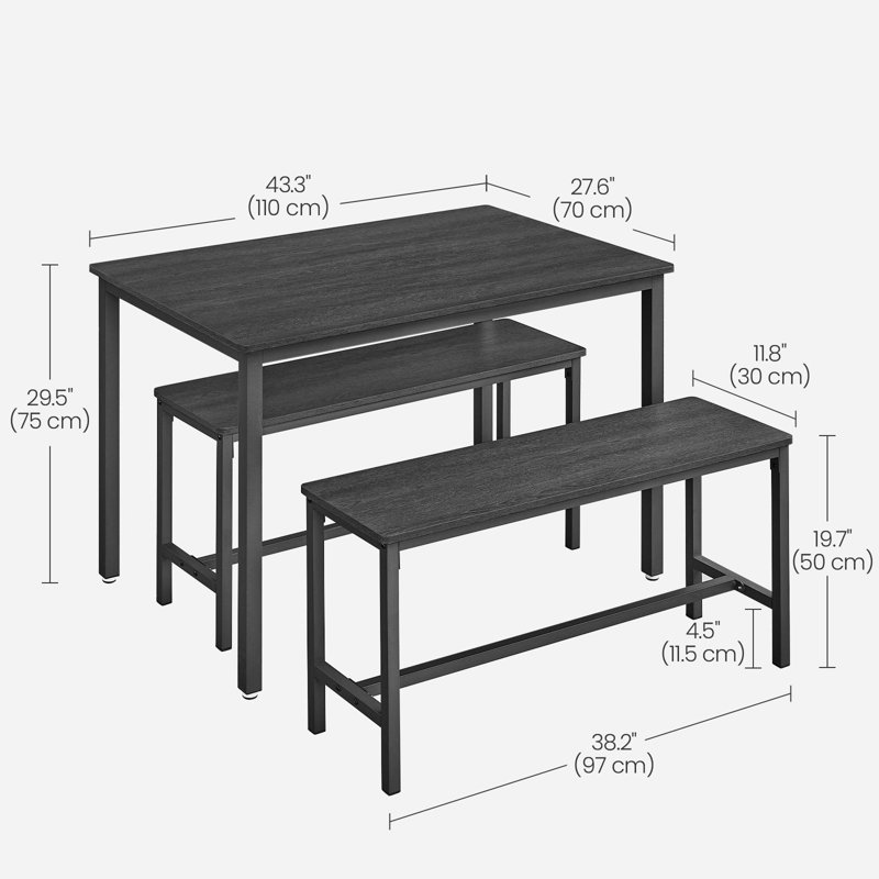 Tuleah 4 - Person Four Leg Dining Set, Ash Black/Black