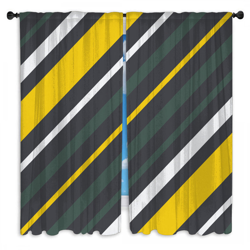 Rideaux de fenêtre à rayures jaunes et gris à rayures transparentes et obscurcissant - 2 panneaux, 20 po x 50 po - 2 panneaux