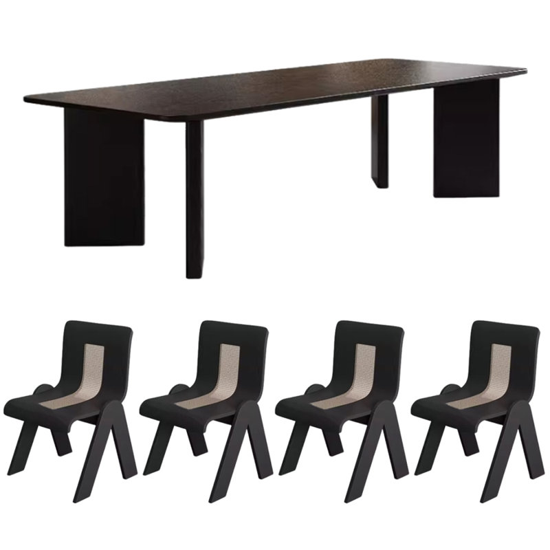 2 4 - Person Solid Wood Top Four Leg Dining Set, 29.52"H x 86.61"L x 35.43"W
