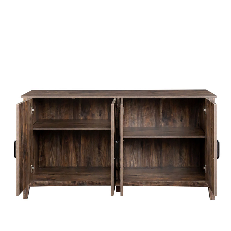 Armoire d'appoint 4 portes, armoire autoportante avec 4 tablettes ouvertes Haroldene