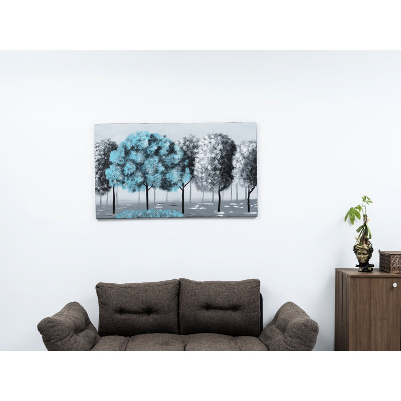 Peinture murale surdimensionnée sur toile 47 po x 27 po - art peint à la main pour table de paysage blanc sans cadre