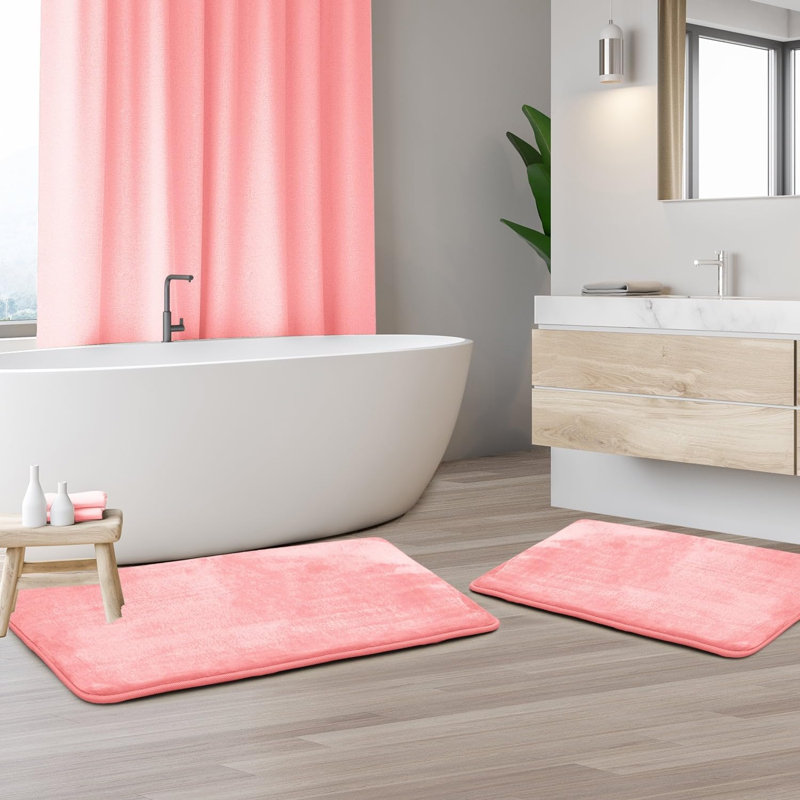 Steph Luxury Ultra Soft and Absorbent Memory Foam Bath Rug Set with Non-Slip Backing, Small: 17"W x 24"L / Large: 20"W x 34"L