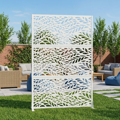 Freestanding Steel Privacy Screen Fence Panels Metal Trellis Outdoor Divider for Patio, Balcony, Backyard, Pool, Indoor Room
