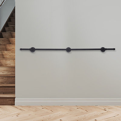 60" Wall Support Industrial Loft Pipe Handrail For Stairs