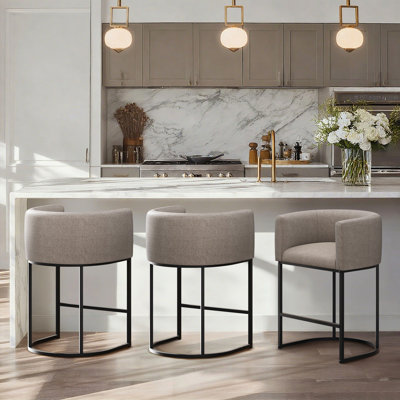 Upholstered Counter Stool With Metal Frame