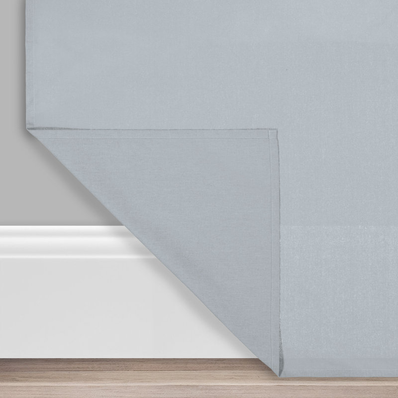 Drop Cloth Curtain Panel, Light Filtering Ring and Tab Top with Attached Valance, 108 in Long x 50 in Wide, Farmhouse Single Window Panel, Bedroom, Living Room and Dining Room, Wave Blue
